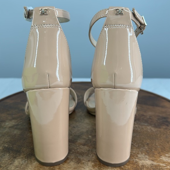 Sam Edelman Shoes Wm 9 M Yaro Beige Blush Patent Leather Block Heel Sandals - Picture 4 of 11